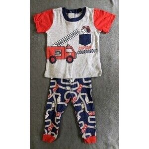 Boys fire truck 2 piece‎ short sleeve pajamas set size 12 months